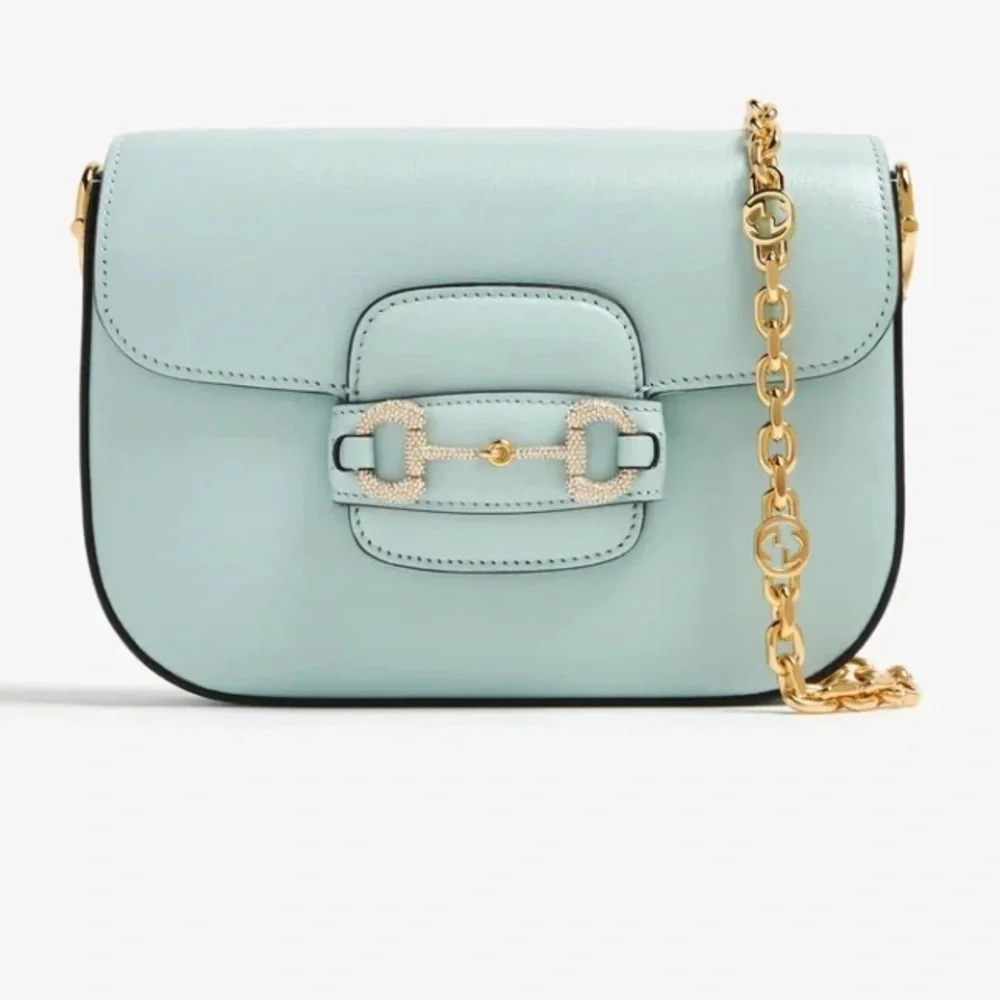 GUCCI Azalea Calfskin Crystal GG Monogram Mini Horsebit 1955 Bag - Picture 8 of 9